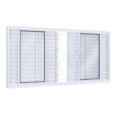 Imagem de Janela de Aço Veneziana 100x120cm 6 Folhas com Grade Quadrada Facilita Lucasa Branco