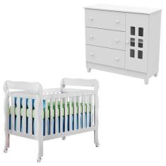 Imagem de Berço Lila e Cômoda Infantil Mariah Branco Brilho - Carolina - Carolin