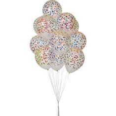 Imagem de Balao Decorado N.10 Confete Clear C/Sortido - Pacote com 25, Riberball, 200, Multicor