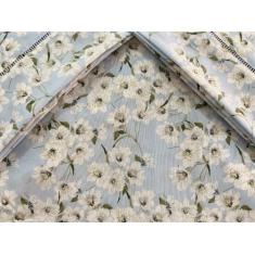 Imagem de Jogo de Lençol Casal Super King 4 Peças Margarida Azul 100% Algodão