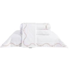 Imagem de Jogo de Cama Casal Baruc 4 Peças Percal 200 Fios Bernadete Casa Branco/Bege