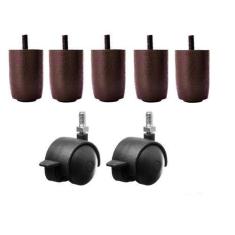 Imagem de Kit Pés Madeira Cama Box Ou Baú 5 Fixos 2 Rodinhas Freio P63 - Zoe & C