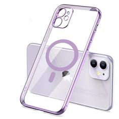 Imagem de Capa de carregamento sem fio magnética de chapeamento de luxo para iPhone 13 12 11 Pro Max Mini XR Xs X 7 8 Plus Capa de silicone macio, roxo, para iPhone 7 Plus