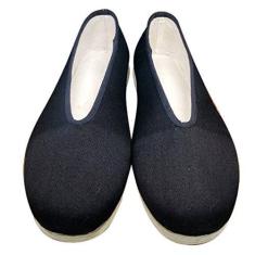 Imagem de FANGDA Sapatos masculinos de Kung Fu de tecido de algodão tradicional chinês clássico estilo redondo Welt