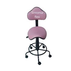 Imagem de Cadeira sela estetica - regulagem de altura  a gás - para dentista, tatuador, estrela de ferro  corano rosa claro