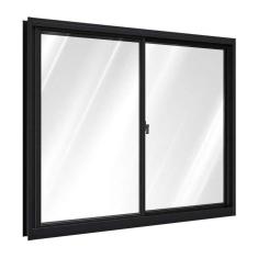 Imagem de Janela de Alumínio de Correr Lateral 2 Folhas Móveis 100x100cm Riobras Preto
