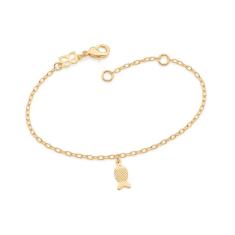 Imagem de Pulseira Infantil Rommanel 552025 Banhado Ouro Berloque Peixe