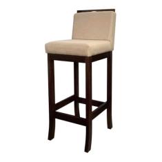 Imagem de Banqueta Alta para Bancada Turim Madeira Capuccino Linho Bege CCS