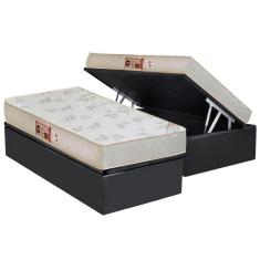 Imagem de Conjunto Box Baú Solteiro: Colchão Espuma Castor D33 Sleep Max Relax + Base CRC Suede Gray(88x188)