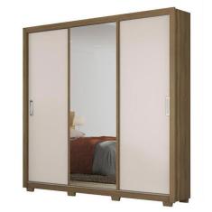 Imagem de Guarda Roupa Casal Residence 3 Portas Amêndola/Off White Com Espelho E