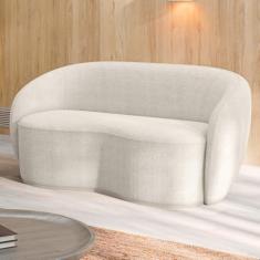 Imagem de Sofá Living Decorativo 180cm 2 Lugares Íbis Encosto Fixo Bouclê Off White G33 - Gran Belo