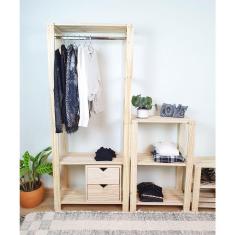 Imagem de Guarda-roupa Closet Mini Macapá 180x75x33 Em Madeira De Pinus Natural