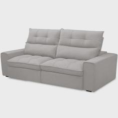 Imagem de Sofá Retrátil Reclinável Para Sala de Estar Living 210cm Dimas F04 Veludo Cinza - Lyam Decor