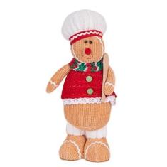 Imagem de Brinquedo de pelúcia para homem de gengibre | de pelúcia de Natal para homem de gengibre | Homem-biscoito de gengibre de malha abraçável com chapéu colher de pirulito | Decoração de festa de
