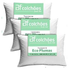 Imagem de Kit 3 Travesseiro Antialérgico Percal 180 Fios Ecoplumas Fibra Siliconada Macio Lavável 50x70x14cm bf Colchões