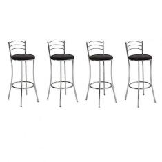 Imagem de Conjunto 4 Banquetas Alta 3 Arames Unimóvel Cromado