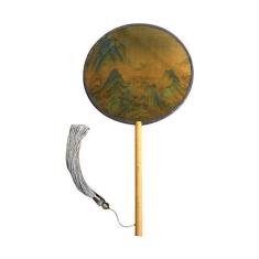 Imagem de Ventilador de seda estilo chinês de 15 cm vintage clássico ventilador de mão não dobrável para casamento