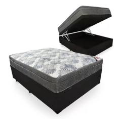 Imagem de Cama Box Baú Casal Sintético Preto + Colchão Ortobom ISO Superpocket 63x138x188