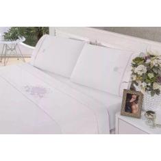 Imagem de Jogo Lençol King Bordado Crivo 4 Peças 100% Algodão 200 Fios - Ingrid