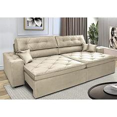 Imagem de Sofá Retrátil e Reclinável 3,12m com Molas Cama Inbox Estilo Suede Velusoft Bege