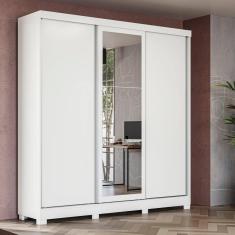 Imagem de Guarda-Roupa Casal Kappesberg 3 Portas Reversíveis de Correr 3 Espelhos 2 Gavetas Branco