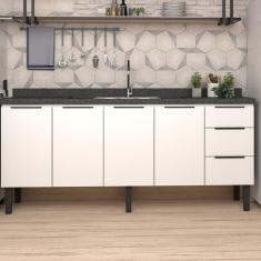 Imagem de Balcão de Cozinha 4 Portas 3 Gavetas 192cm Júpiter Cozimax Branco