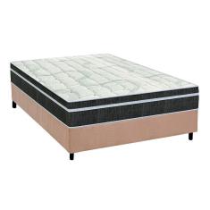 Imagem de Cama Box Casal: Colchão Molas Orthoflex Bonnel Venezia + Base crc Suede Clean(138x188)