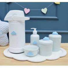 Imagem de Kit Higiene Porcelana Bebê K033 Bandeja Nuvem Moderno Sabonete Térmica