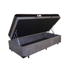 Imagem de Cama Box Baú Solteiro Colchão Espuma D33 + Box Suede Cinza Serra Negra 62x88x188