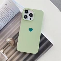 Imagem de Capa de telefone de silicone doce colorida fofa coração para iPhone 13 12 11 14 Pro Max Mini XR XS X 7 8 Plus SE 6 Capa traseira em TPU macio, verde claro, para iPhone 7 Plus