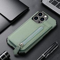 Imagem de Capa de telefone de couro carteira com zíper para iphone 13 12 mini 11 pro max x xs xr 8 7 6 6 s plus se 2020 bolsa titular capa de cartão, verde, para iphone 6 6 s
