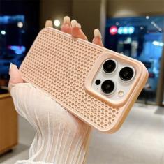 Imagem de Capa de telefone luxuosa de malha respirável com dissipação de calor para iPhone 15 14 Plus 13 12 11 Pro Max à prova de choque capa traseira rígida, rosa, para iphone 13Pro Max