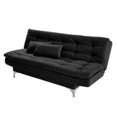 Imagem de Sofá-Cama Casal Pratic Suede Liso Preto - Império Estofados