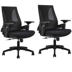 Imagem de Kit com 2 Cadeiras Office Diretor Toledo com Braços 3d Office Nr17 Preto