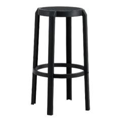 Imagem de Kit 4 Banquetas Lia Rivatti Polipropileno Preto Assento Simulando Rattan Preto Com Proteção Uv