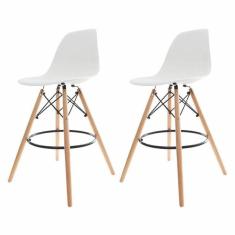 Imagem de Kit 02 Banquetas Altas Eames Charles Eiffel - Branco Branco