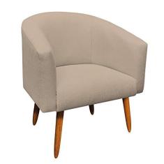 Imagem de Poltrona Stella Linho Grosso Bege A19 Pés Palito Castanho - D'Rossi