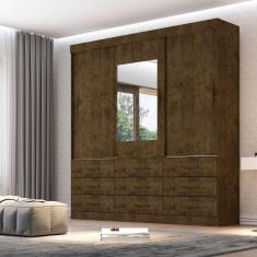 Imagem de Guarda Roupa Casal Com Espelho 3 Portas 9 Gavetas New Star Sallêto Móveis Ipê