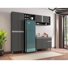 Imagem de Balcão Para Cozinha e Armário Aéreo Vanessa com 5 Peças