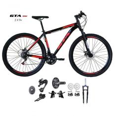 Imagem de Bicicleta Aro 29 Gta Start Kit 2x9 Gta Sunrun Freio Disco K7 11/36 Pedivela 24/38d Garfo Trava - Preto/vermelho Tam.17