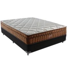 Imagem de Cama Box Preto e Colchão Anjos Star Pillow In Molas Ensacadas Casal An