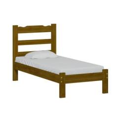 Imagem de Cama Solteiro Madeira Maciça Cor Nogueira - Nemargi