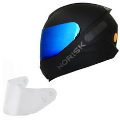 Imagem de Capacete Masculino Norisk Razor Moto Preto Viseira Azul (58)