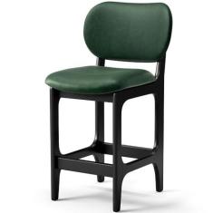 Imagem de Banqueta Baixa Bar Cozinha E Sala De Jantar Fixa Betta L02 Preto Facto Verde Musgo - Lyam Decor