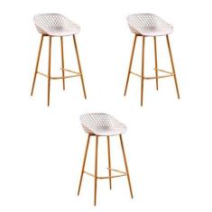Imagem de Kit 3 Banquetas Clarice Nude Polipropileno - Rivatti