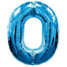 Imagem de Balão Metalizado Número 0 Azul - 1 metro