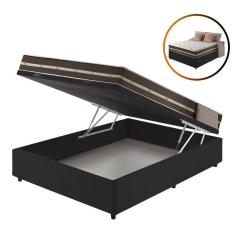Imagem de Cama Box Casal Baú Preto + Colchão Molas Ensacadas Las Vegas