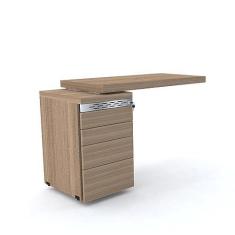 Imagem de Mesa de Escritório Complemento 106 x 50 cm Pé Gaveteiro 4 Gavetas Pe50 em Mdp Cor Noce Naturalle