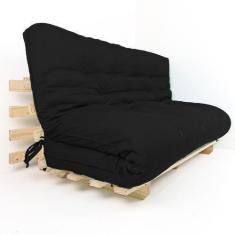 Imagem de Sofa Cama Futon Oriental King Preto Acquablock Madeira Maciça Pinus Na