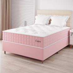 Imagem de Conjunto Cama Box Casal Cairo Com Molas Ensacadas 138cmx188cmx67cm Rose